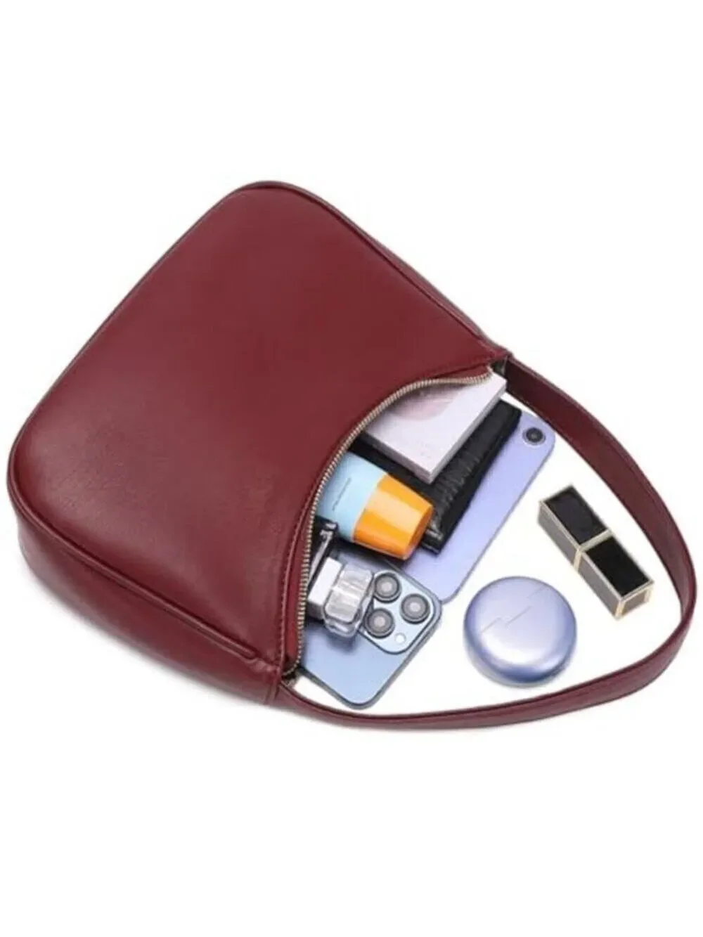 Cherry Red Hobo Shoulder Bag Mini Vegan Leather Purse